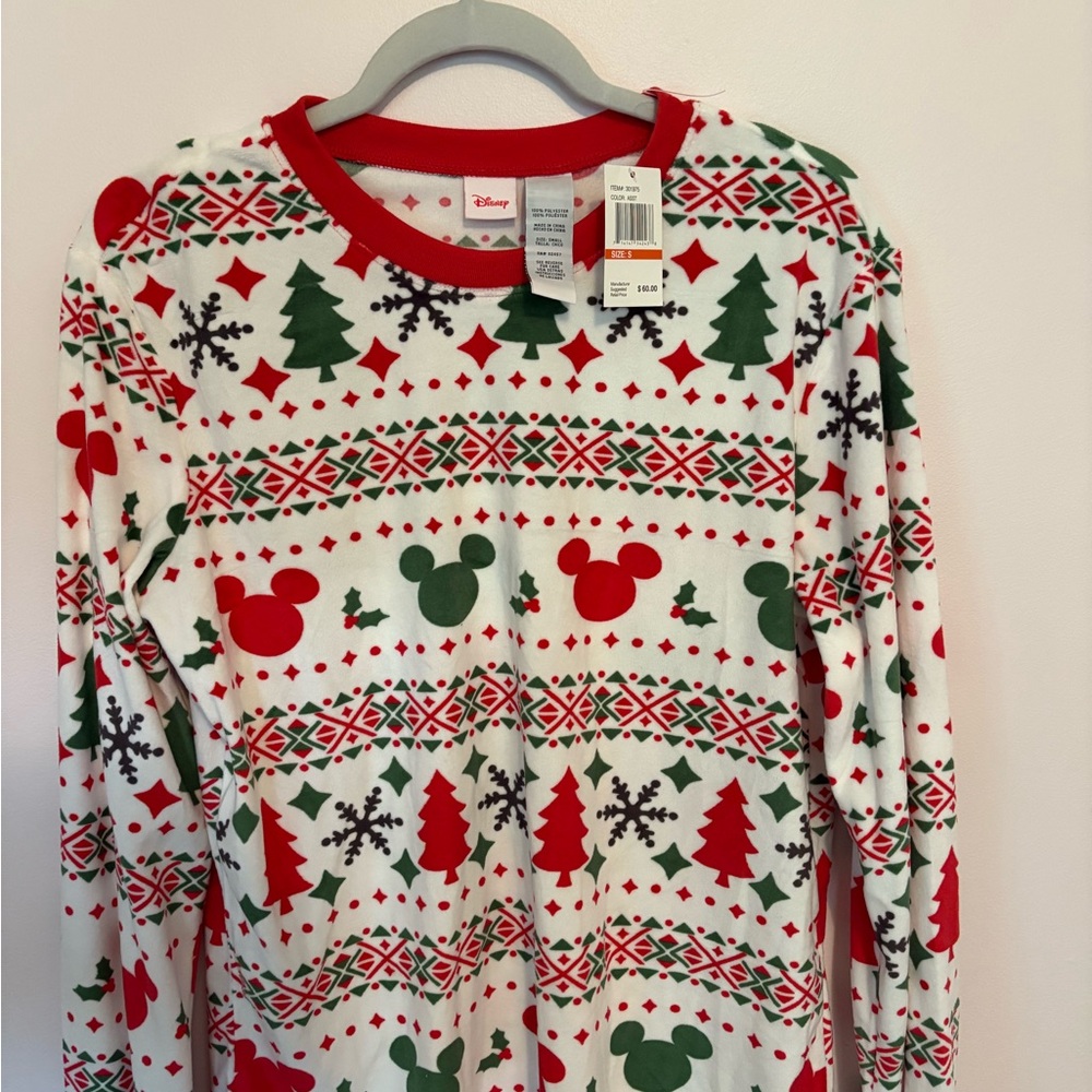 Disney Red and Green Holiday Pajama Top
